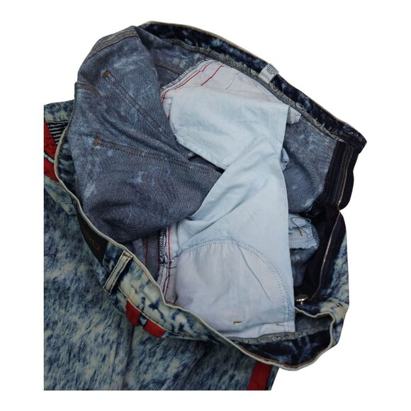FWRD Mens Denim Jeans Size 48 Inseam 33 Acid Wash Blue Red Stripe Stretch - Picture 10 of 11